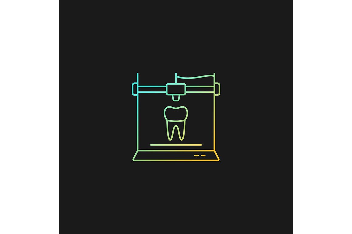 3d printing technology gradient icons set for dark and light mode