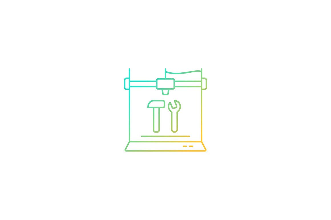 3d printing technology gradient icons set for dark and light mode