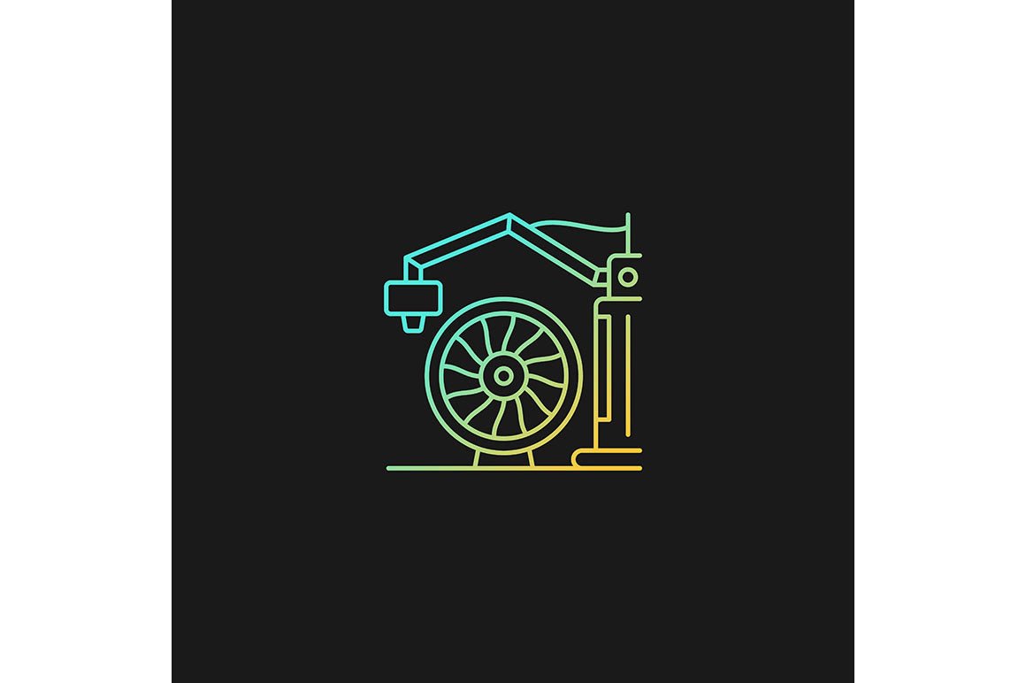 3d printing technology gradient icons set for dark and light mode