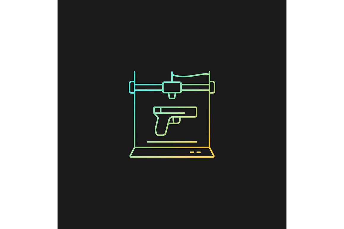 3d printing technology gradient icons set for dark and light mode