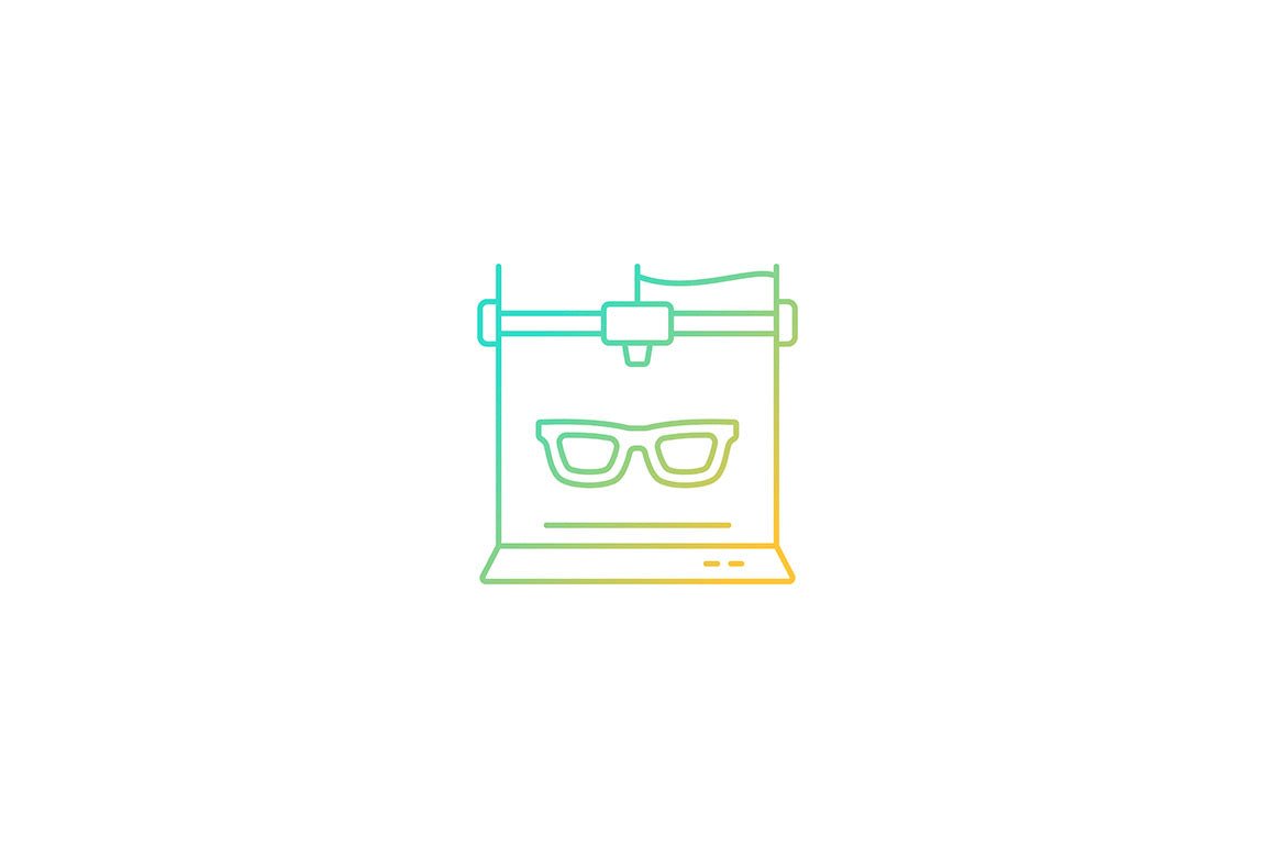 3d printing technology gradient icons set for dark and light mode