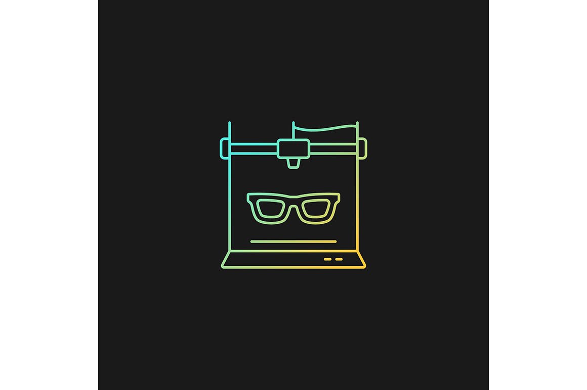 3d printing technology gradient icons set for dark and light mode