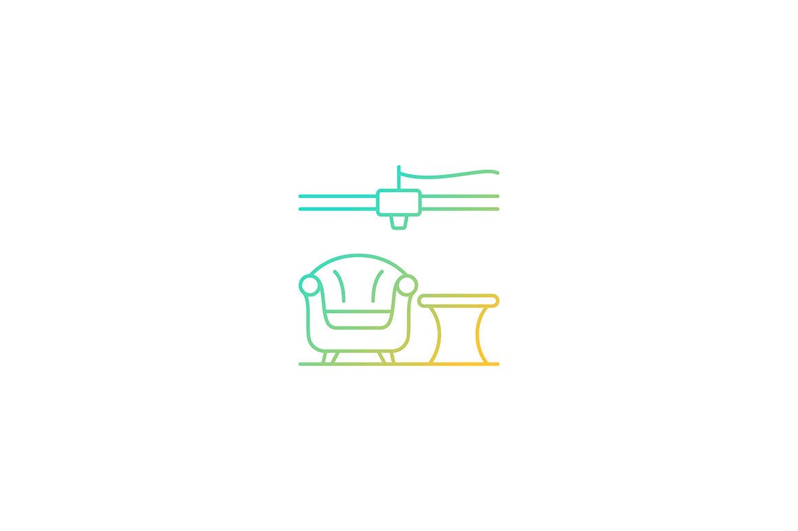 3d printing technology gradient icons set for dark and light mode