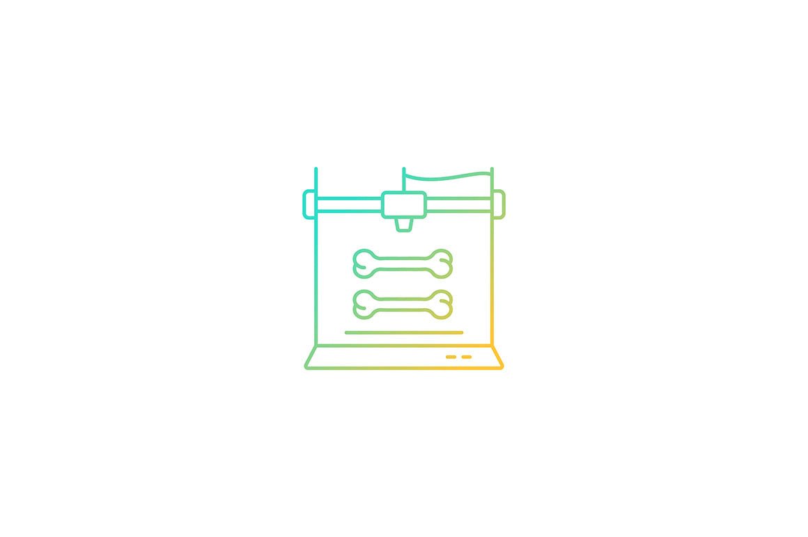 3d printing technology gradient icons set for dark and light mode