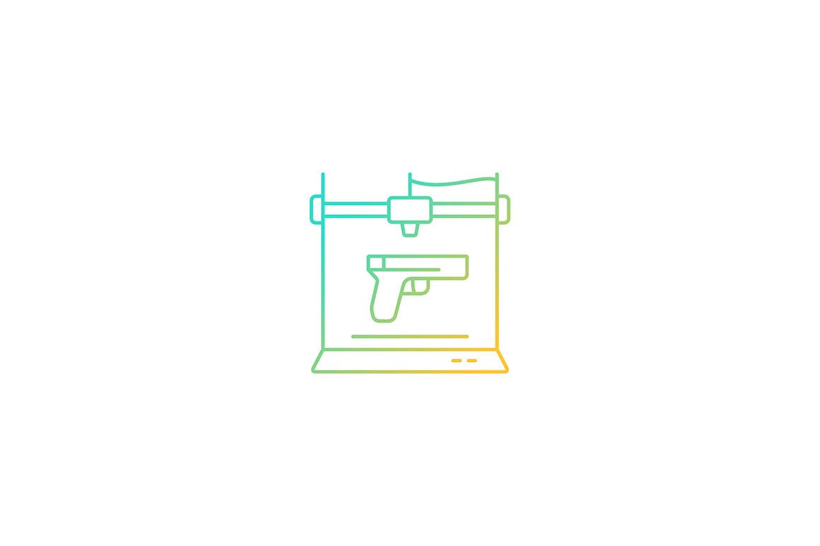 3d printing technology gradient icons set for dark and light mode