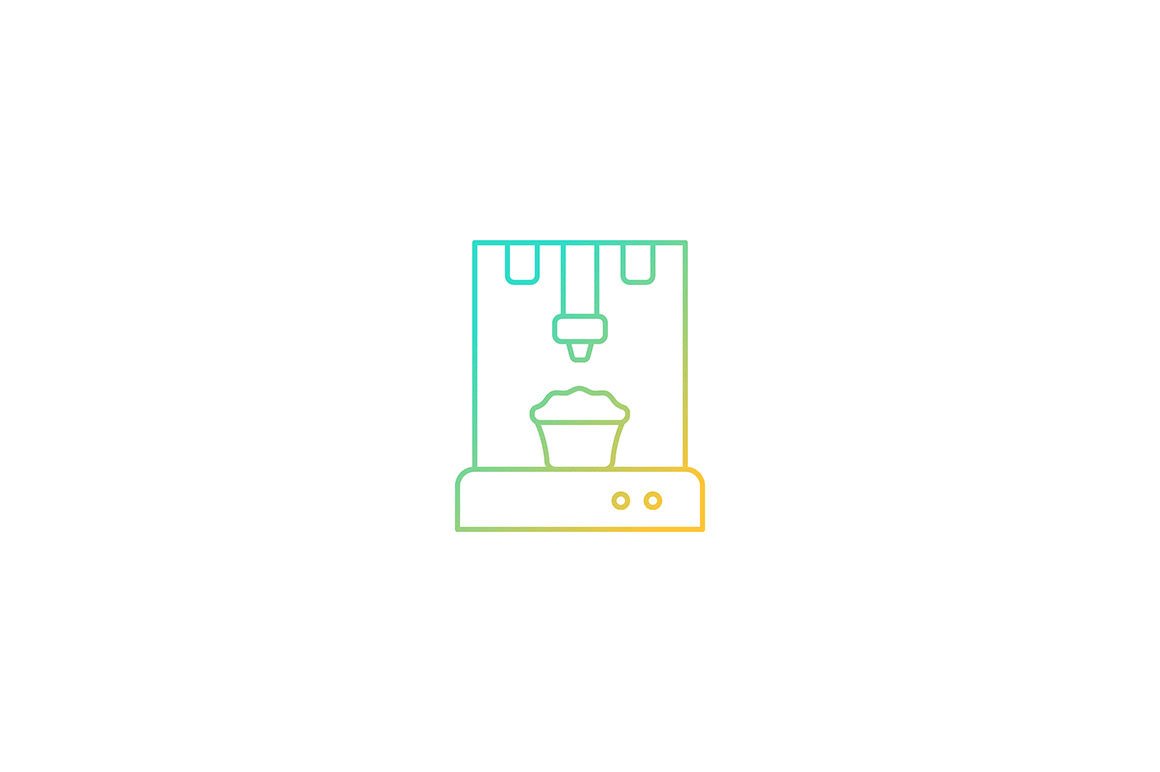 3d printing technology gradient icons set for dark and light mode