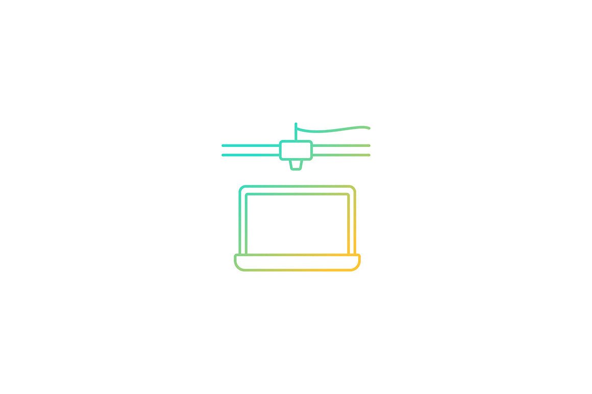 3d printing technology gradient icons set for dark and light mode