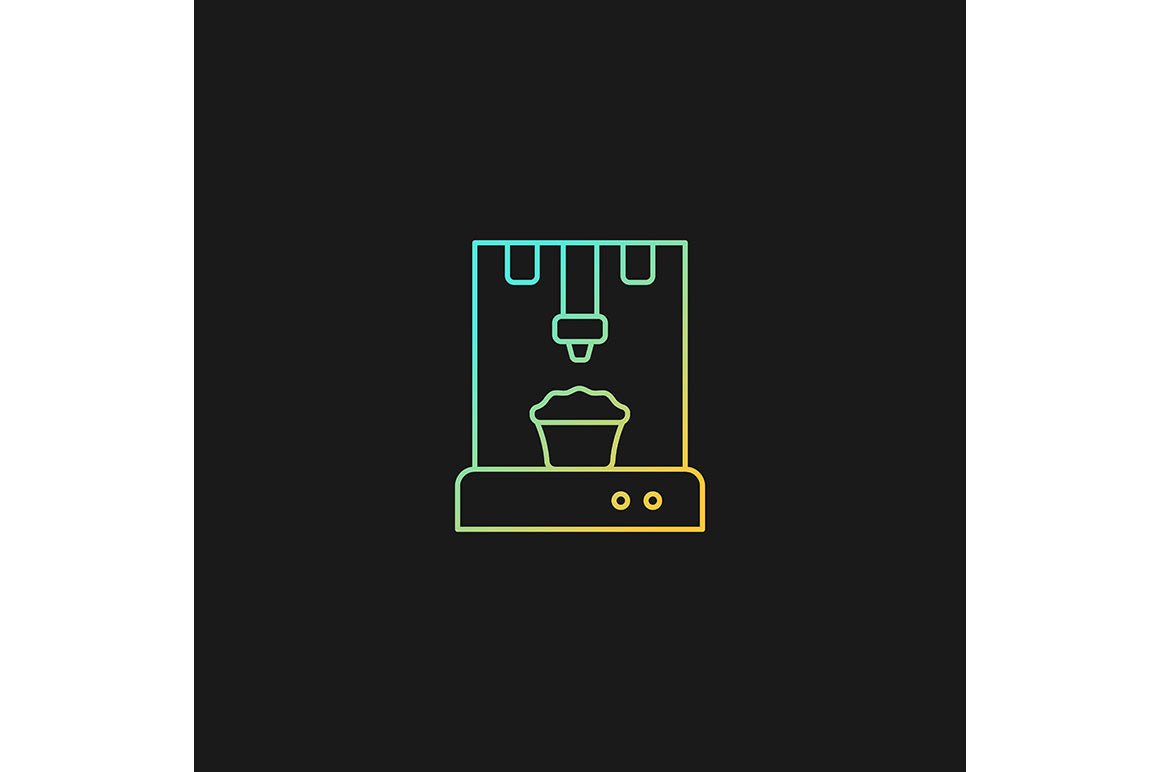 3d printing technology gradient icons set for dark and light mode