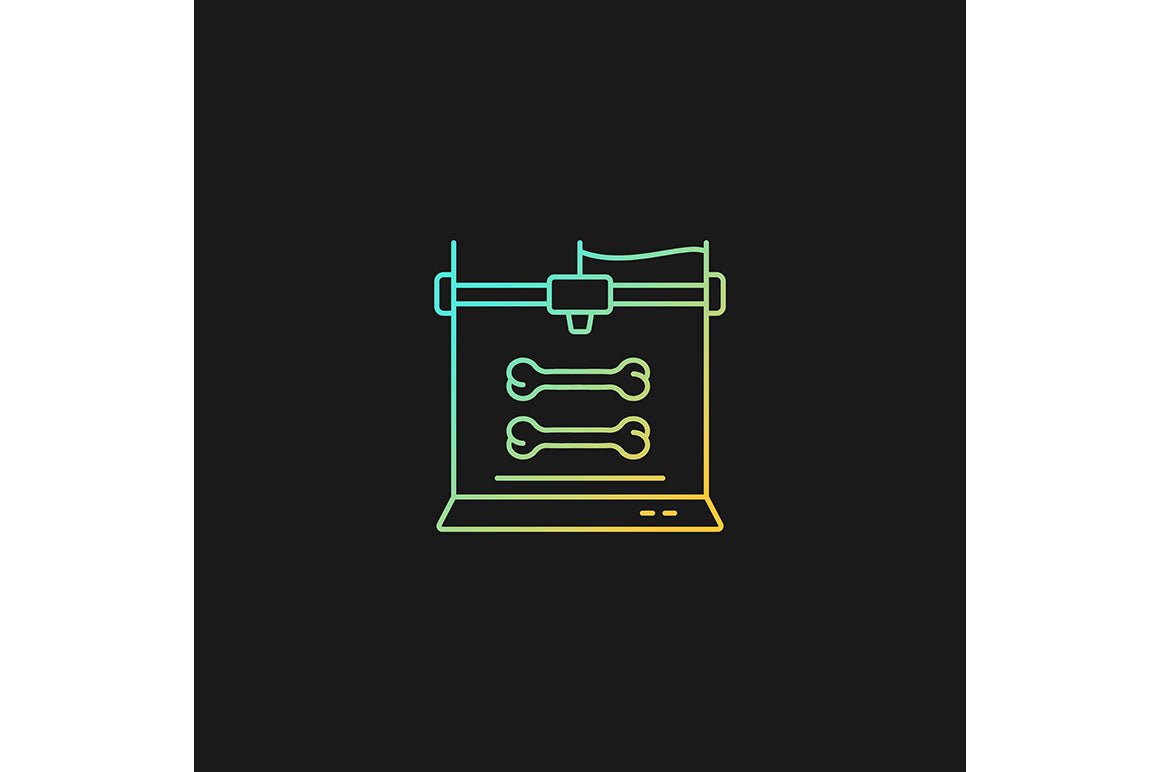 3d printing technology gradient icons set for dark and light mode