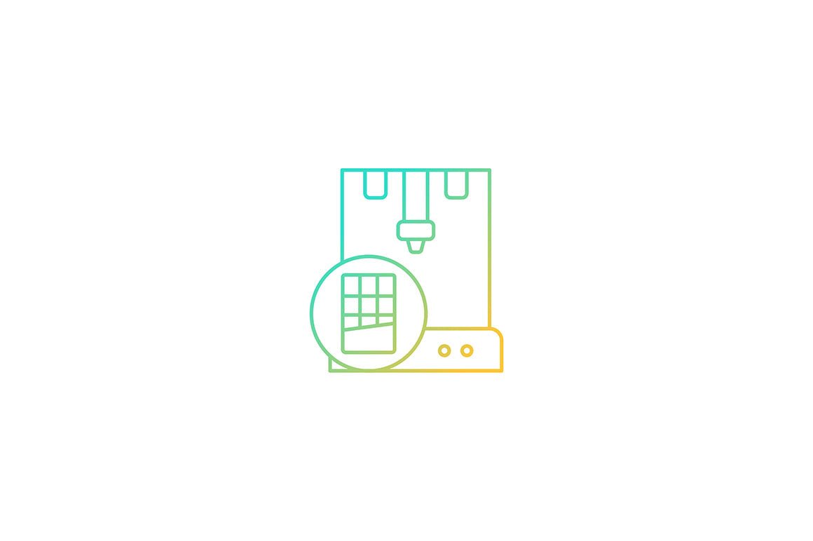 3d printing technology gradient icons set for dark and light mode
