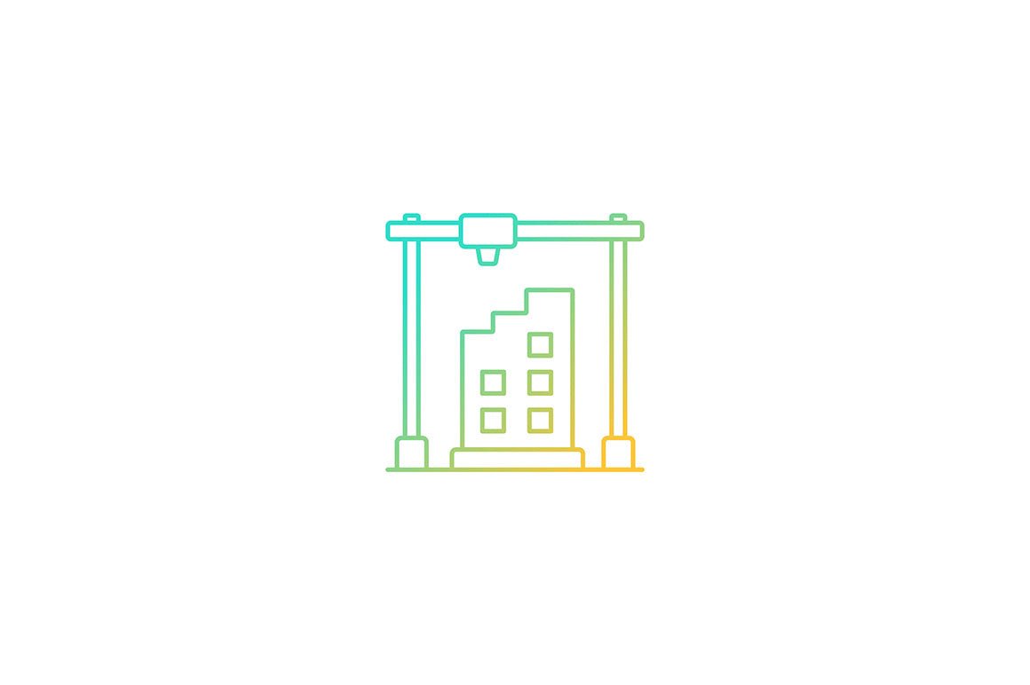 3d printing technology gradient icons set for dark and light mode