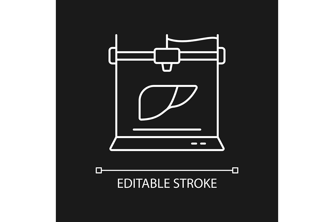 3d printing technology linear icons set for dark and light mode