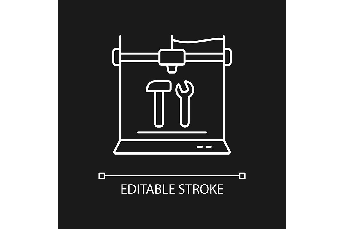 3d printing technology linear icons set for dark and light mode