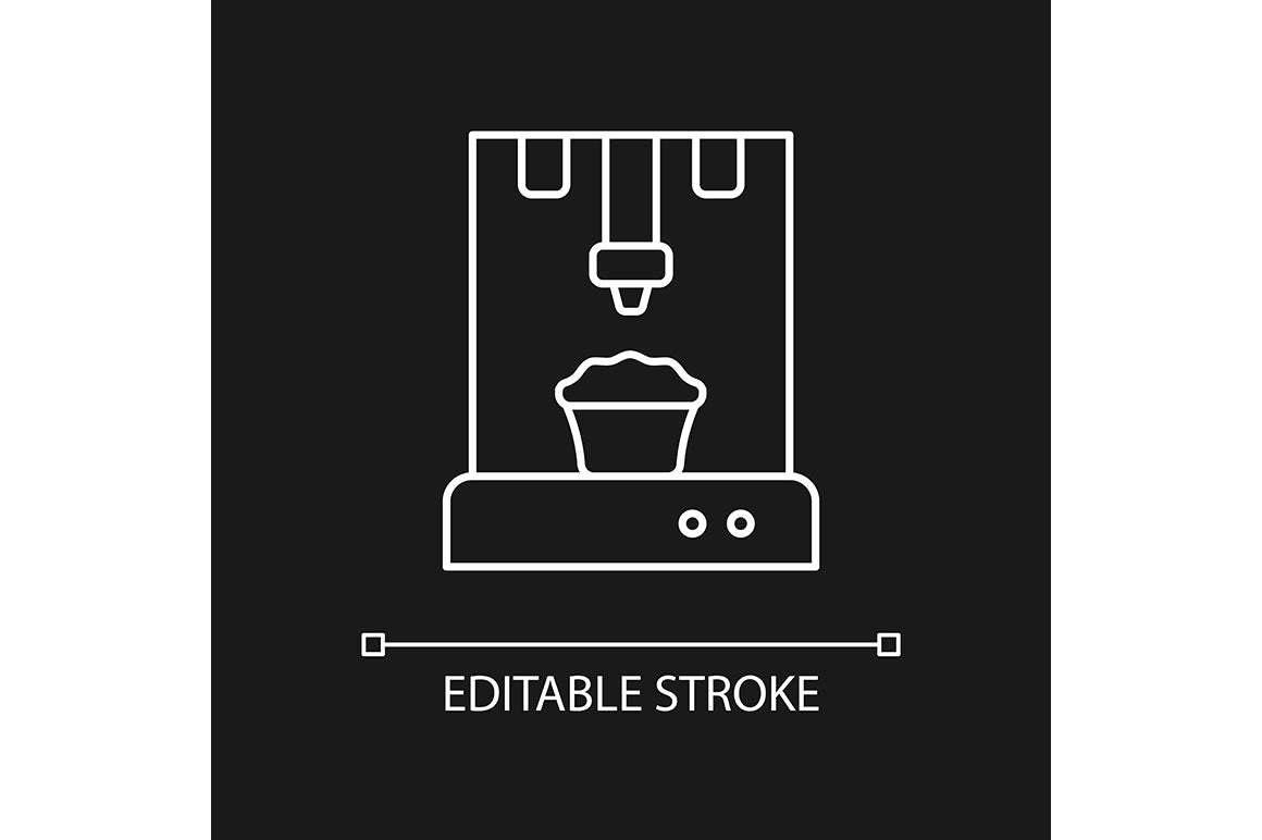 3d printing technology linear icons set for dark and light mode