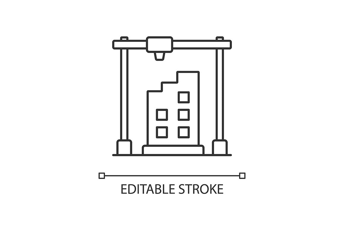 3d printing technology linear icons set for dark and light mode