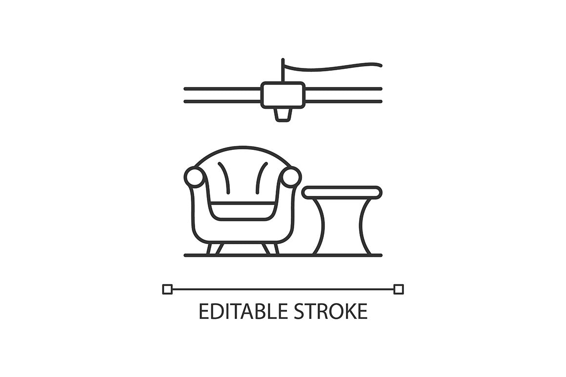3d printing technology linear icons set for dark and light mode