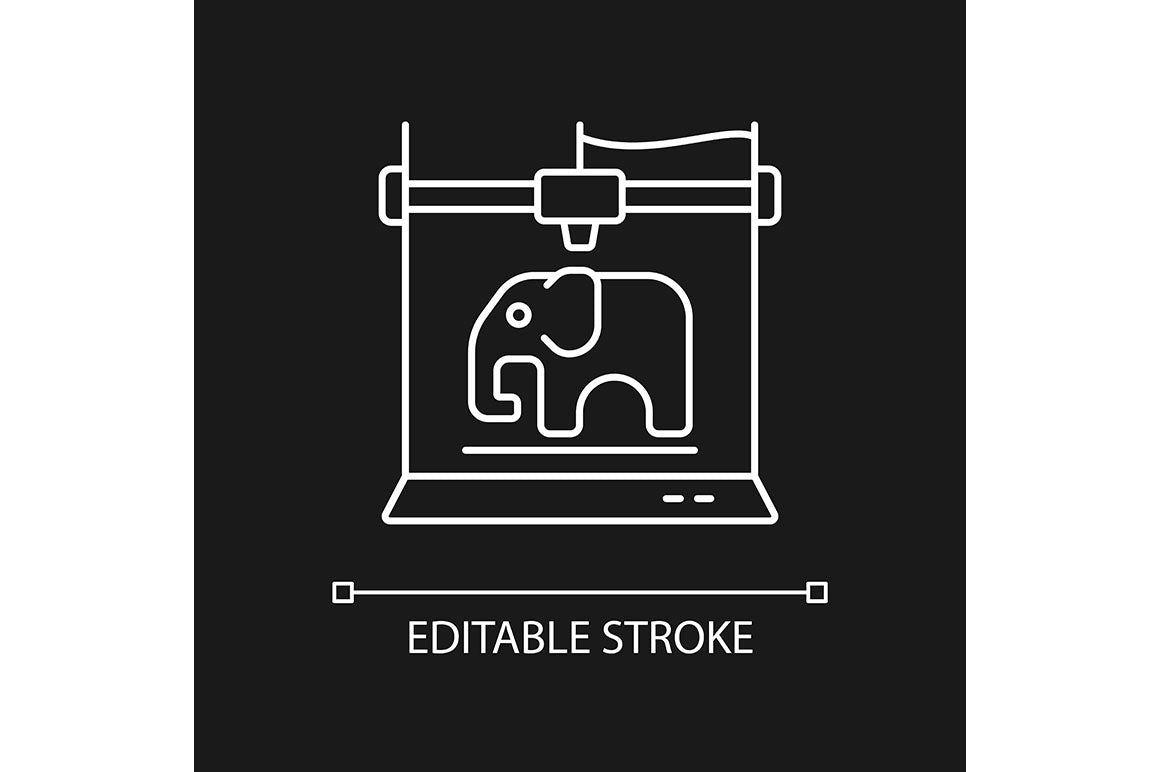 3d printing technology linear icons set for dark and light mode