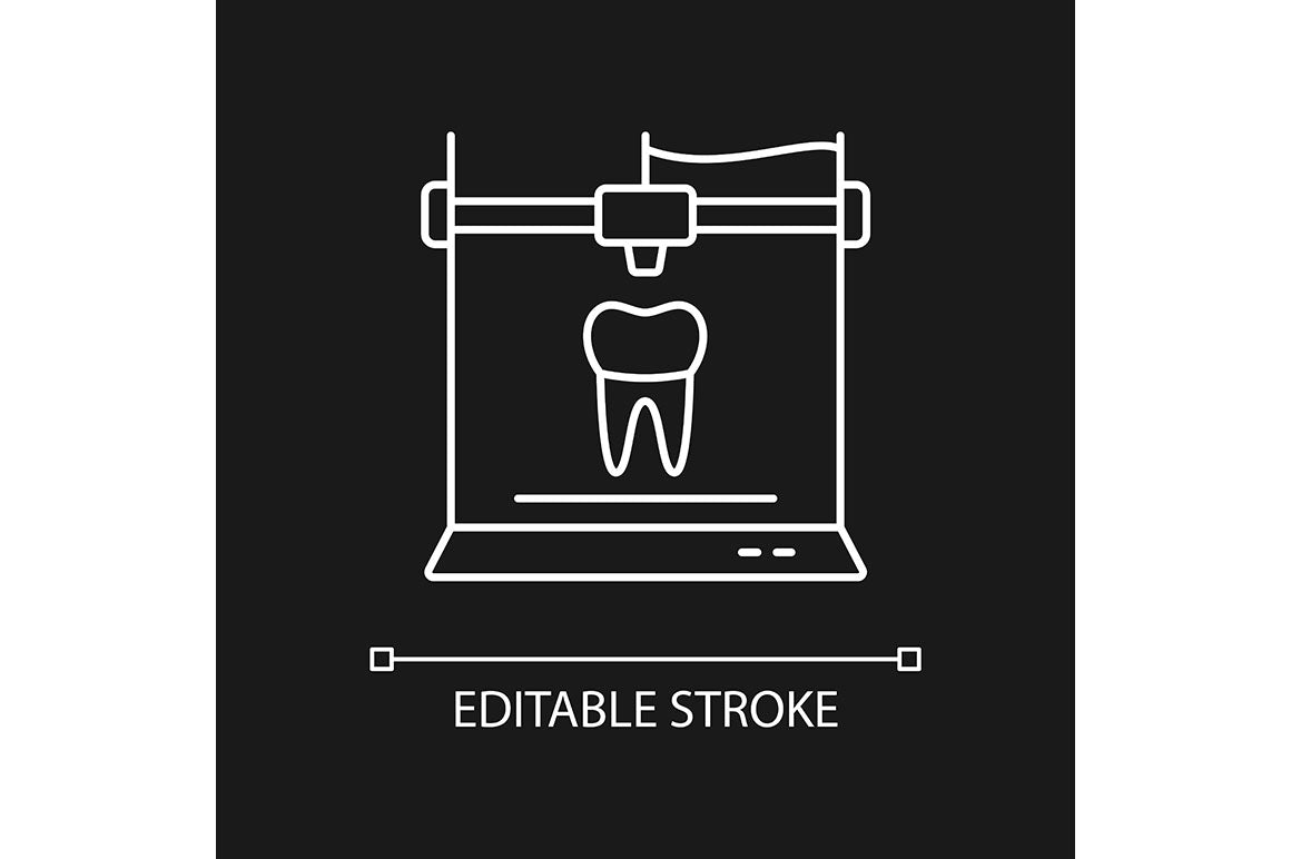 3d printing technology linear icons set for dark and light mode