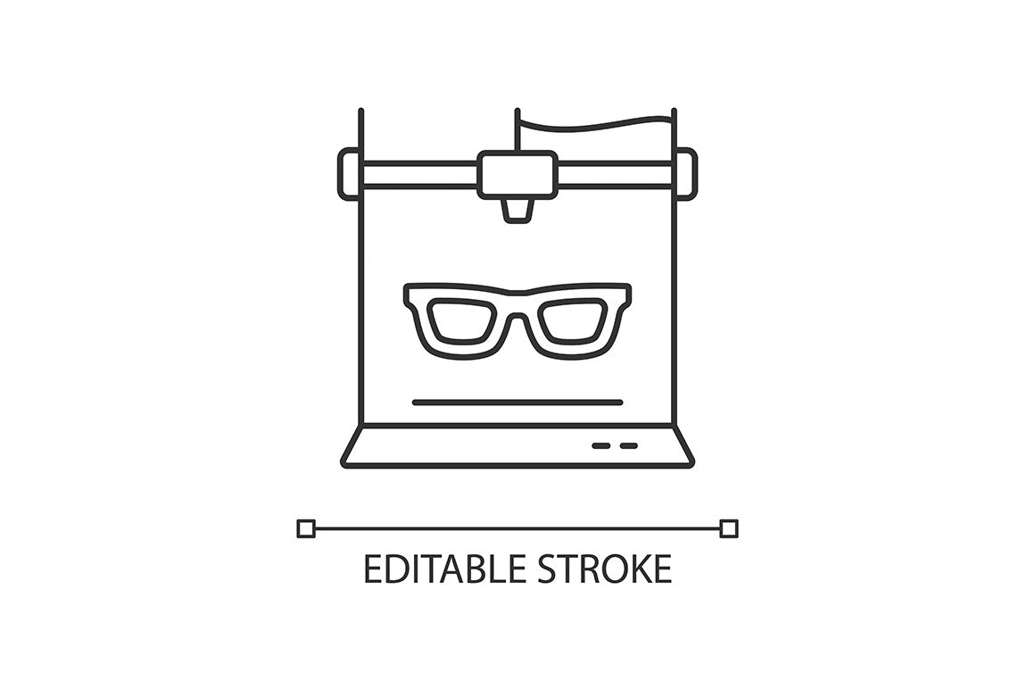 3d printing technology linear icons set for dark and light mode