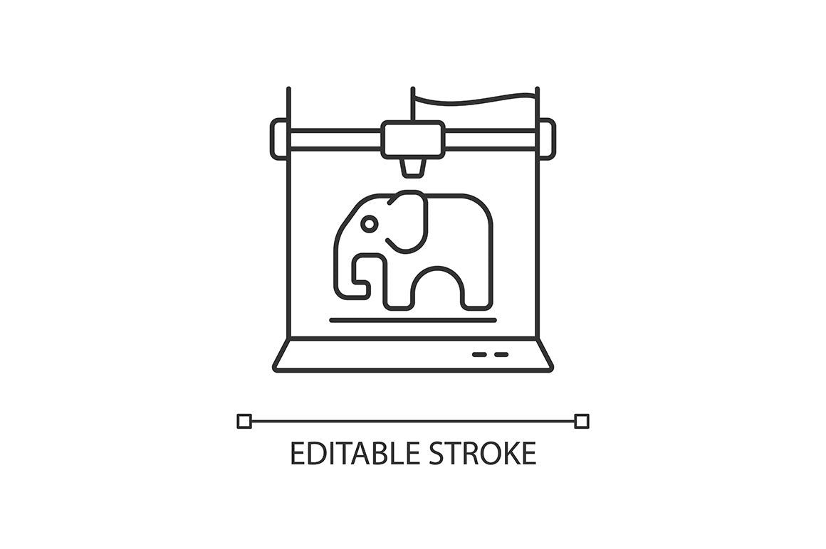 3d printing technology linear icons set for dark and light mode
