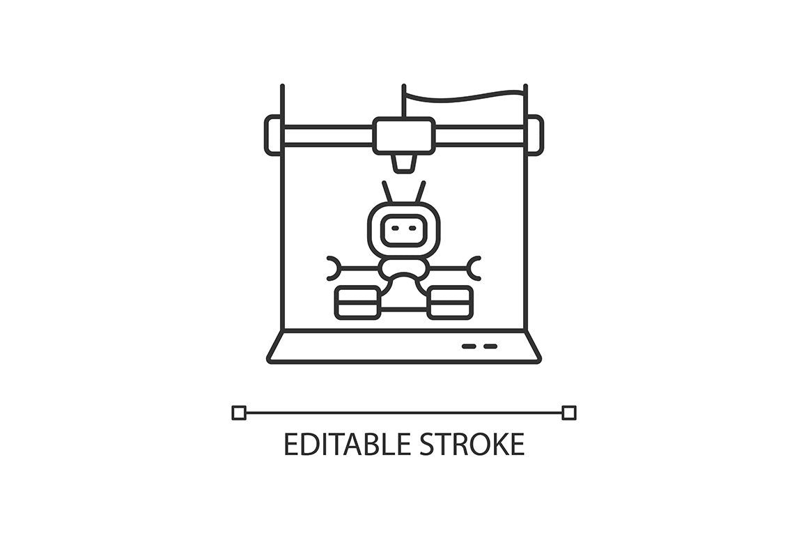 3d printing technology linear icons set for dark and light mode