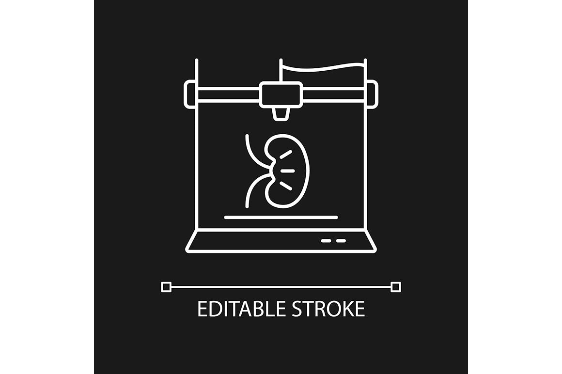 3d printing technology linear icons set for dark and light mode