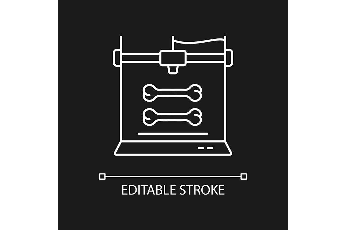 3d printing technology linear icons set for dark and light mode