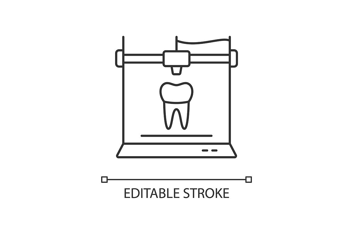 3d printing technology linear icons set for dark and light mode