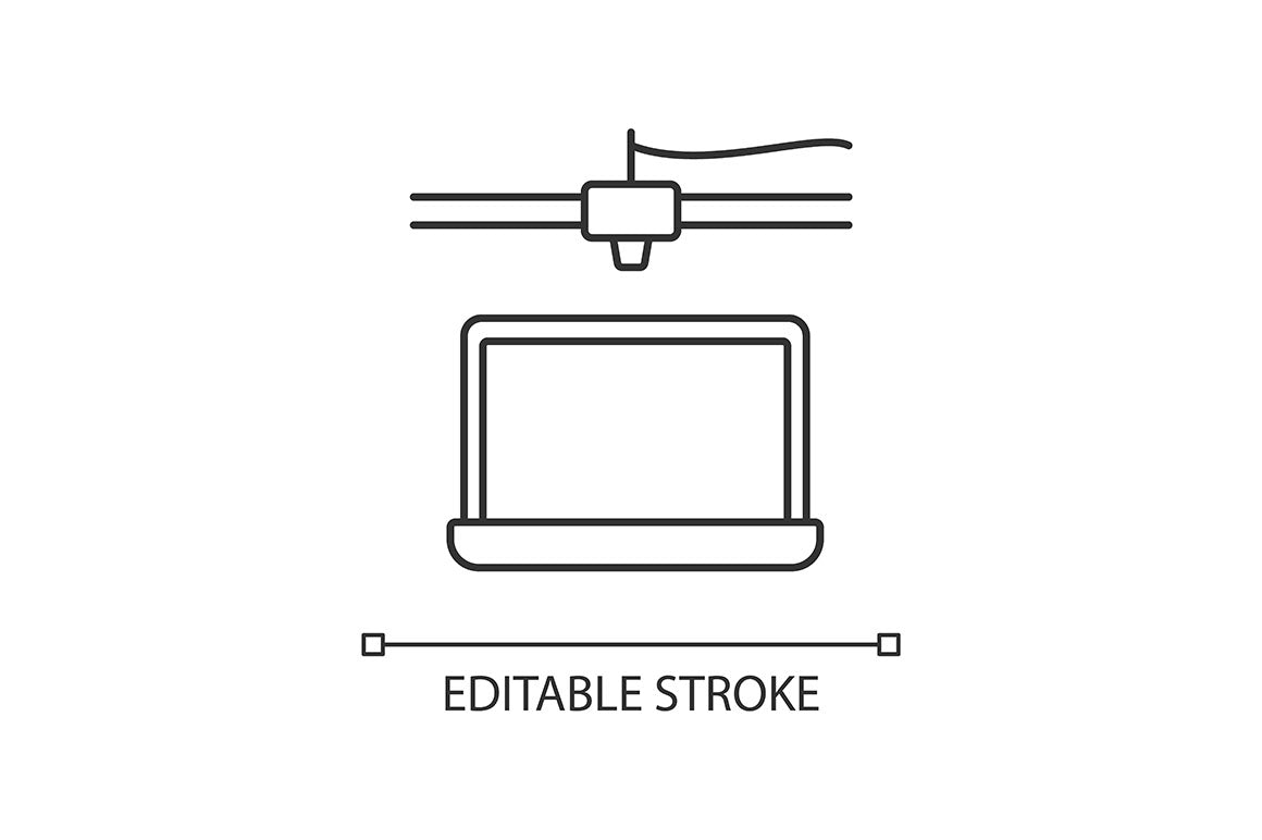 3d printing technology linear icons set for dark and light mode