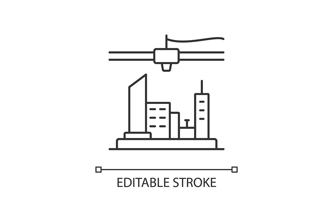 3d printing technology linear icons set for dark and light mode