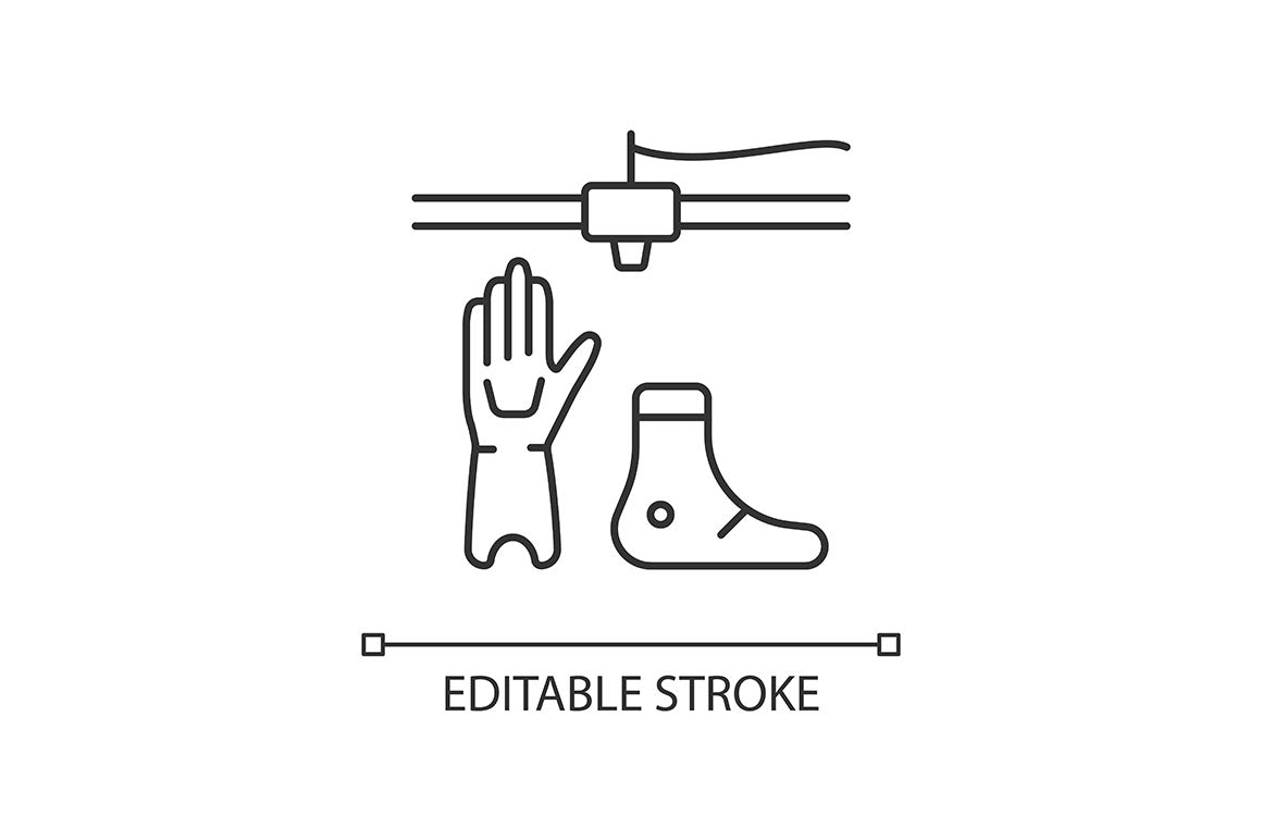 3d printing technology linear icons set for dark and light mode