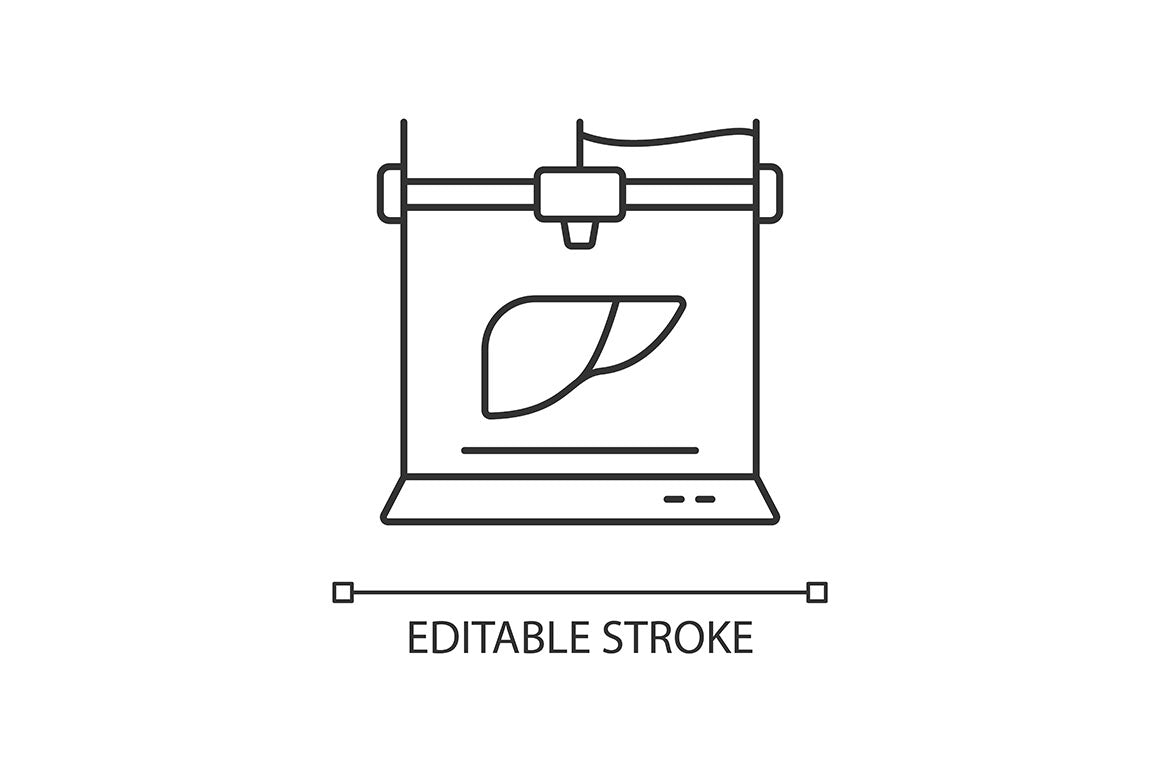 3d printing technology linear icons set for dark and light mode