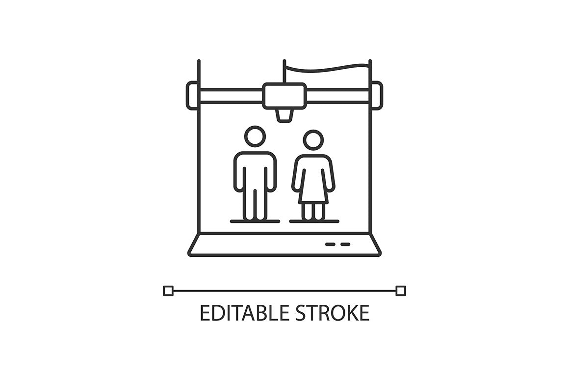 3d printing technology linear icons set for dark and light mode