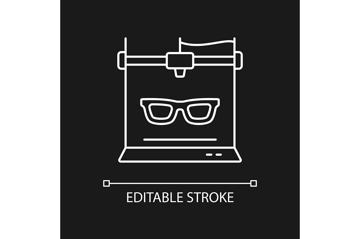 3d printing technology linear icons set for dark and light mode