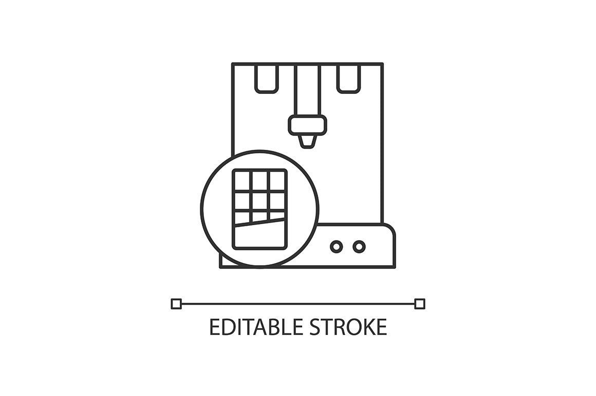3d printing technology linear icons set for dark and light mode