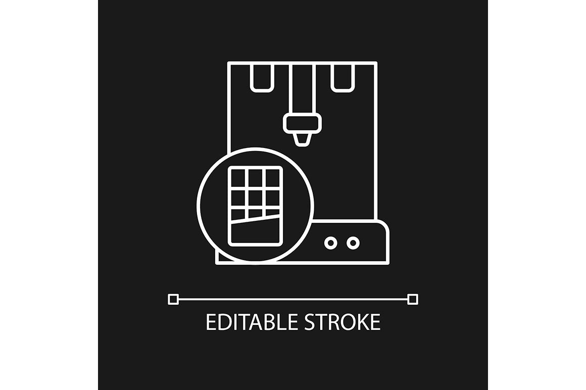 3d printing technology linear icons set for dark and light mode