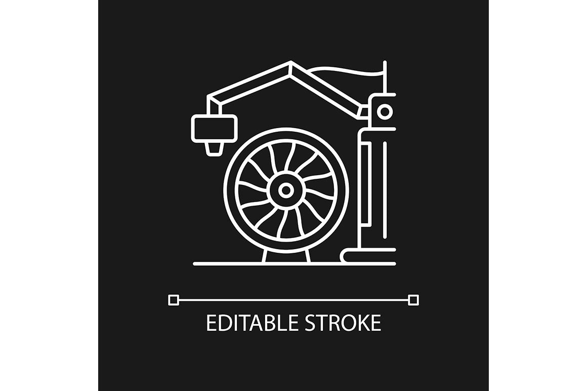3d printing technology linear icons set for dark and light mode
