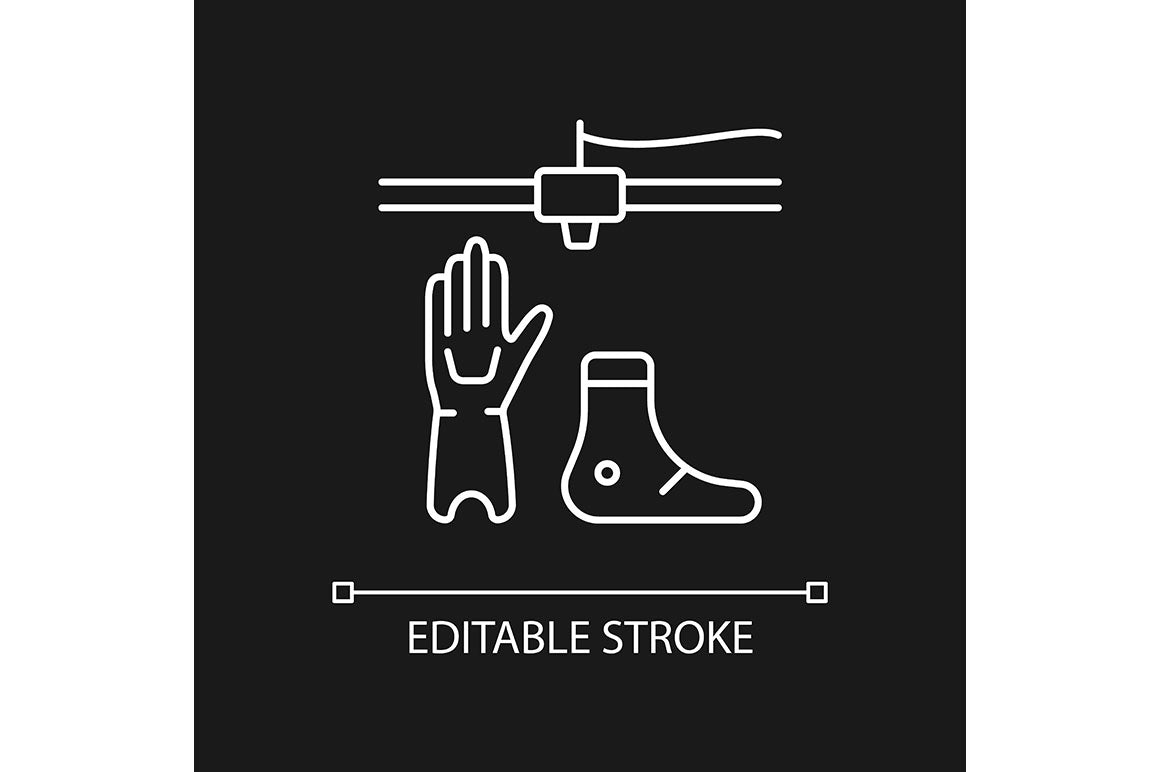 3d printing technology linear icons set for dark and light mode