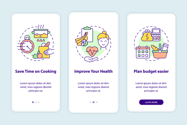 Meal plan app page screen bundle