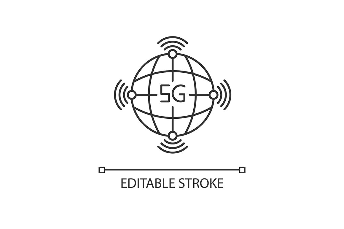 5G technology pixel perfect linear icons set
