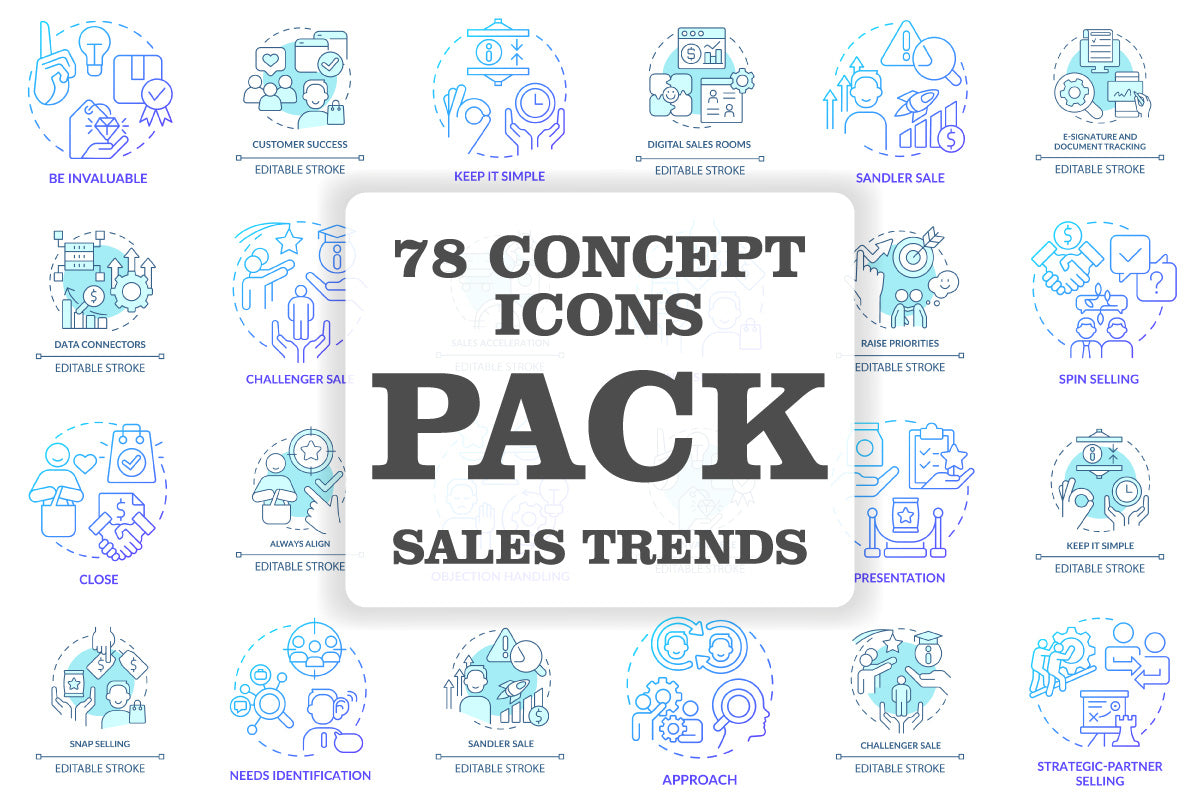 Sales trends concept icons bundle