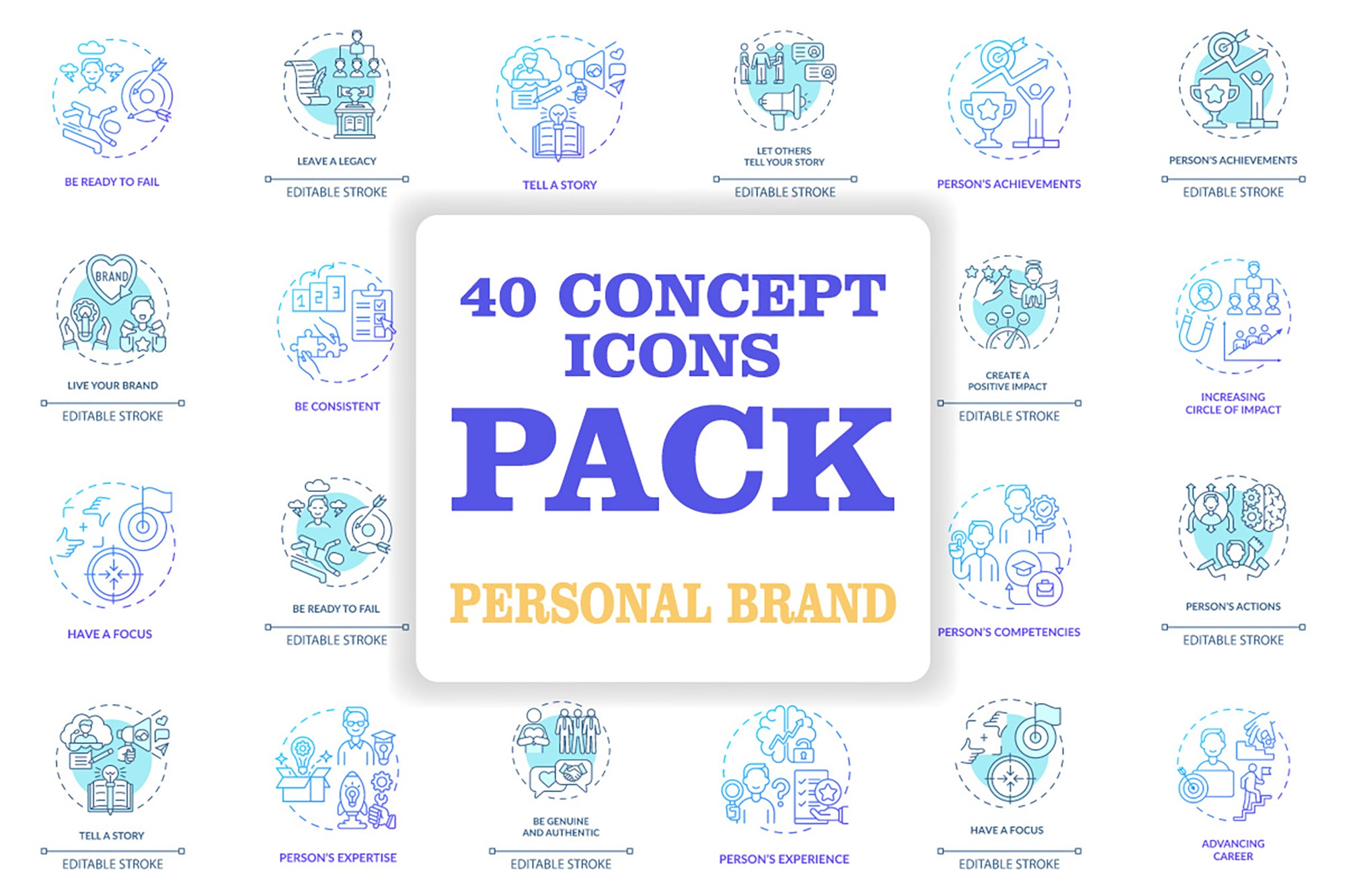 Personal brand concept icons bundle