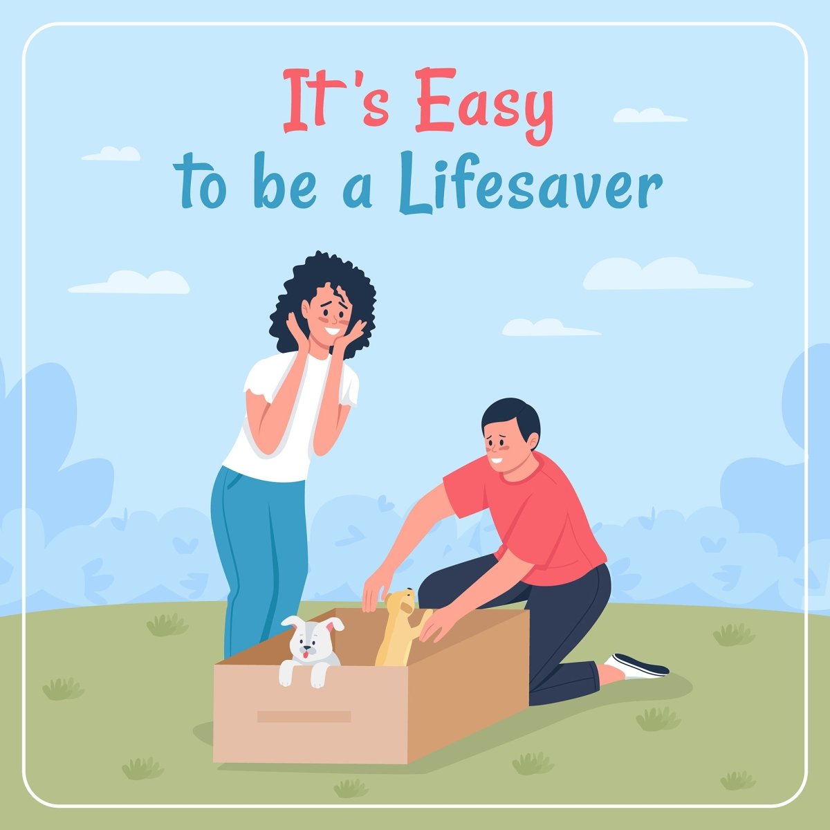 Adopting pet vector cards template with flat character set