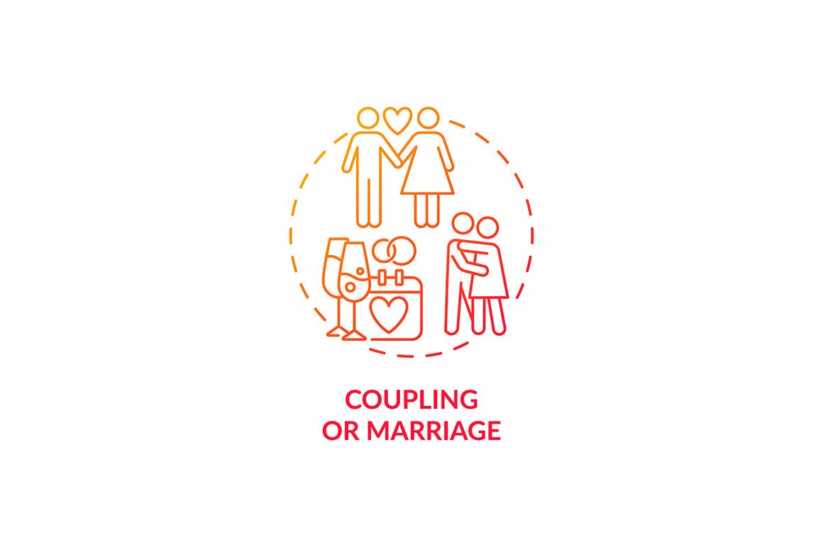 Adulthood psychology and social relationship concept icons set