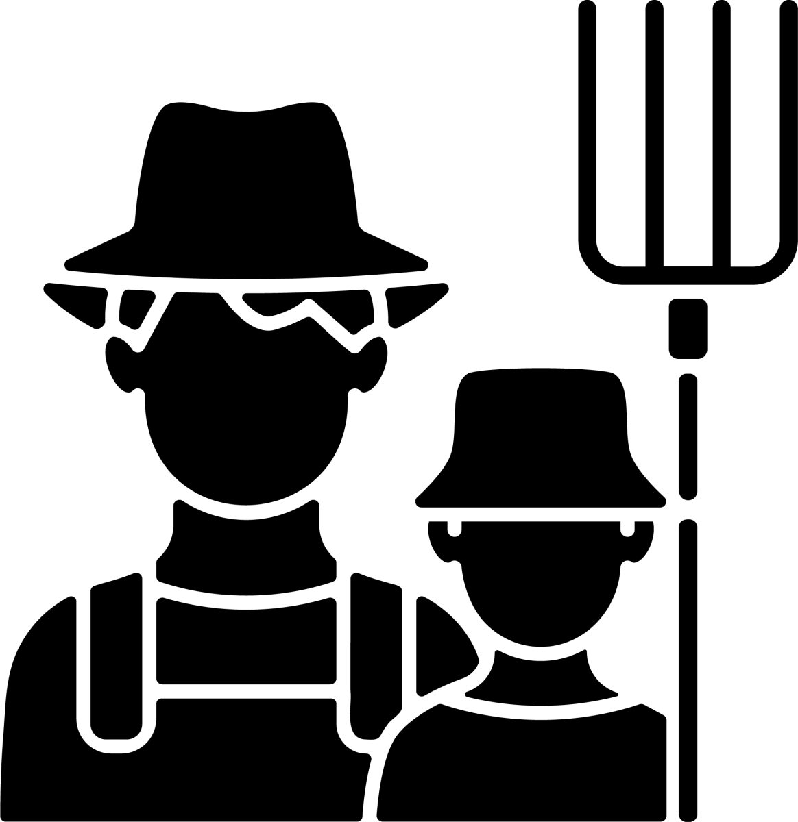 Agriculture related black glyph icons set on white space
