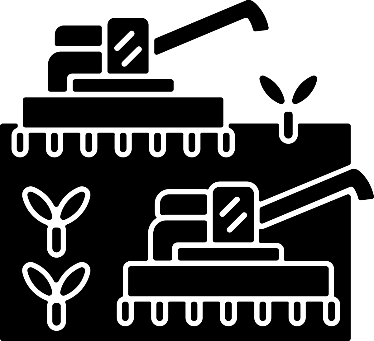 Agriculture related black glyph icons set on white space