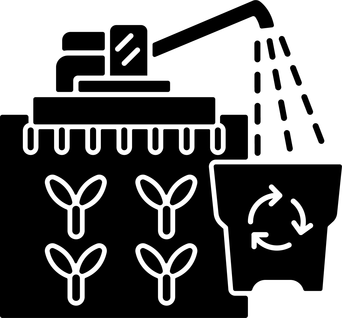 Agriculture related black glyph icons set on white space