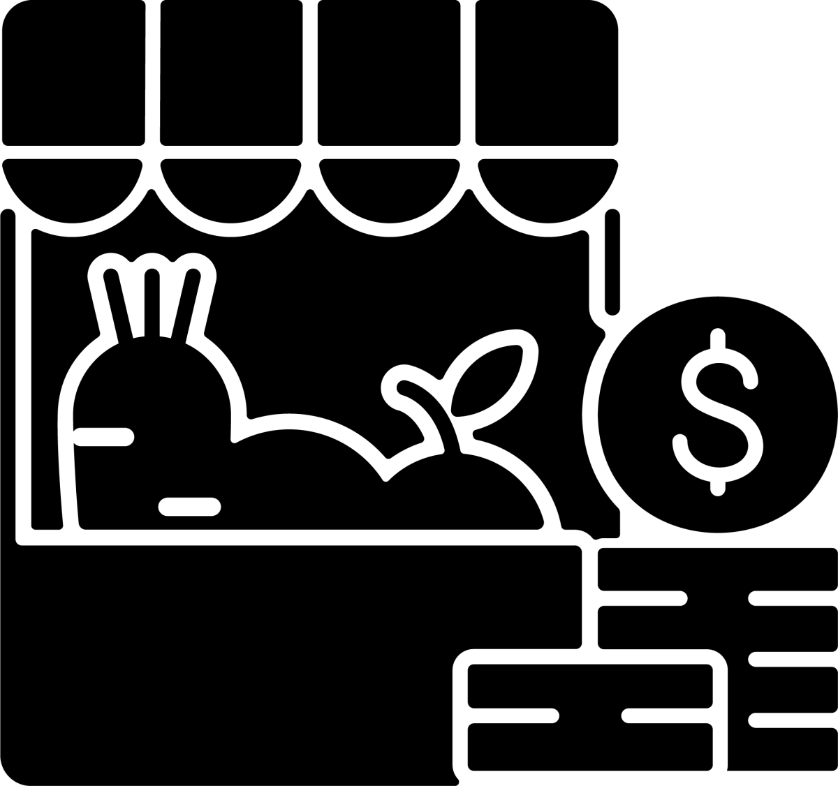 Agriculture related black glyph icons set on white space