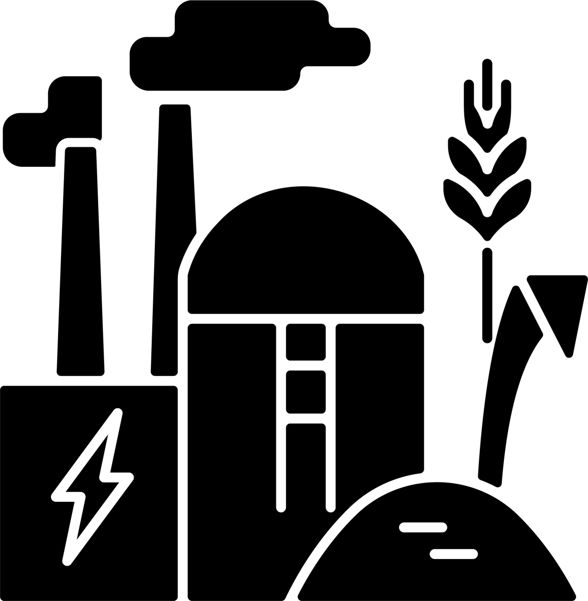 Agriculture related black glyph icons set on white space