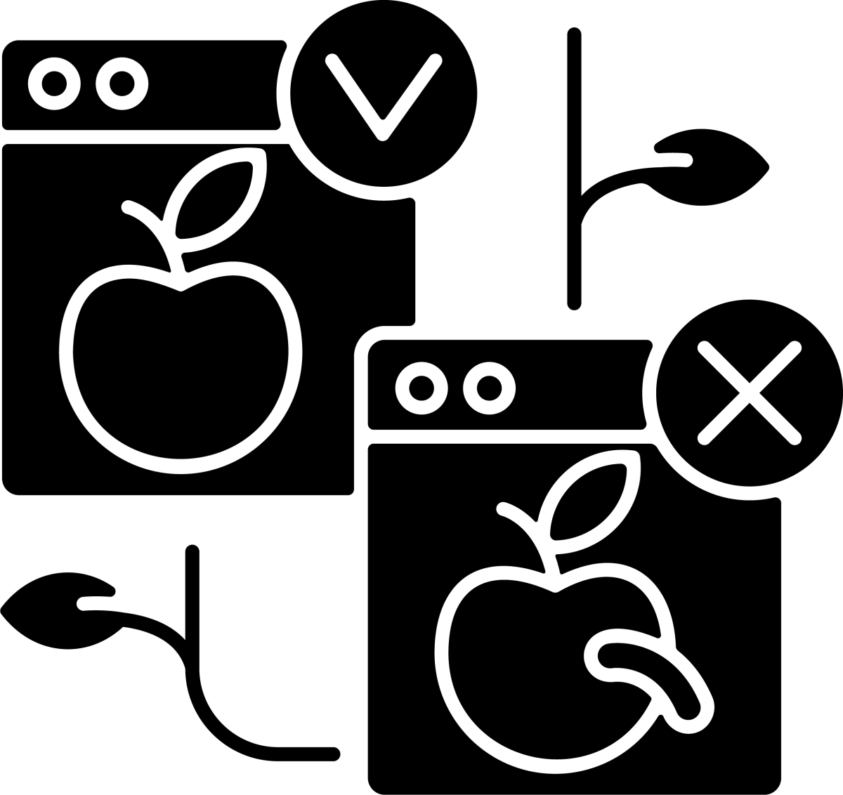 Agriculture related black glyph icons set on white space